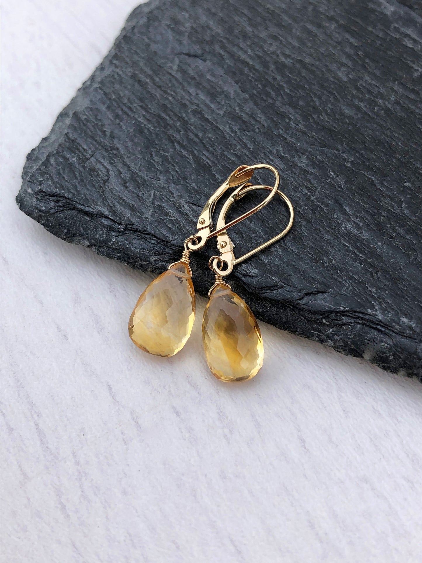 Citrine Earrings, Real Gold Earrings, 14k Gold Citrine Earrings