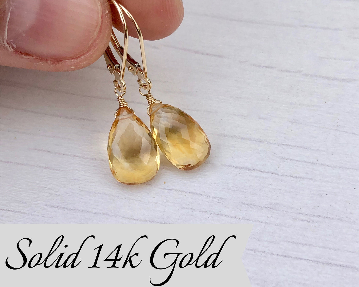 Citrine Earrings, Real Gold Earrings, 14k Gold Citrine Earrings