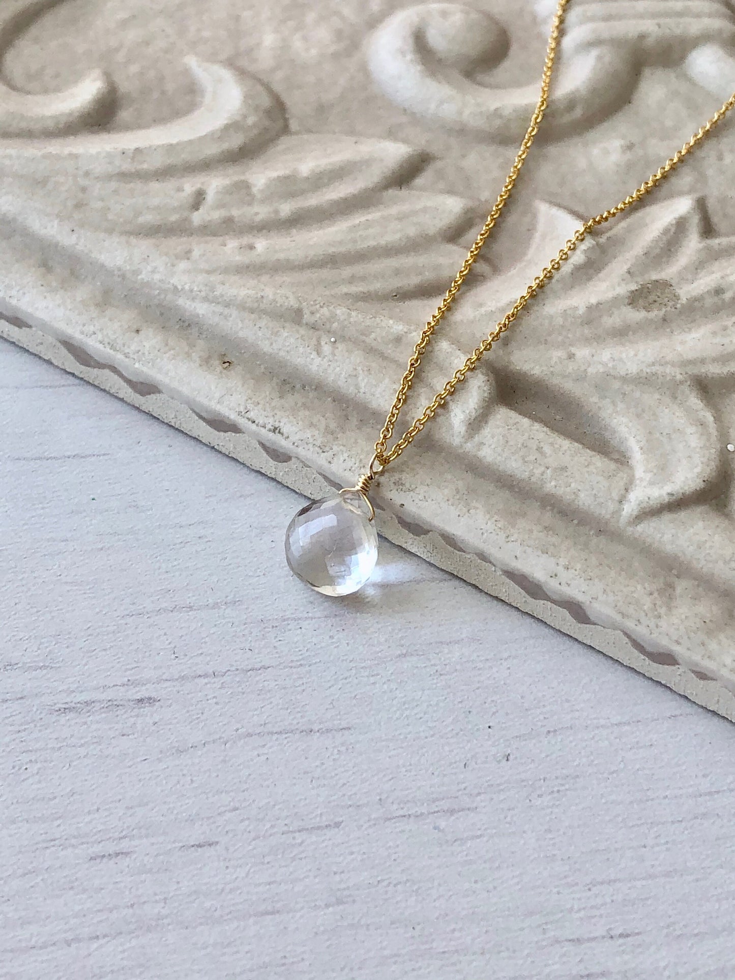 White Topaz Drop Necklace