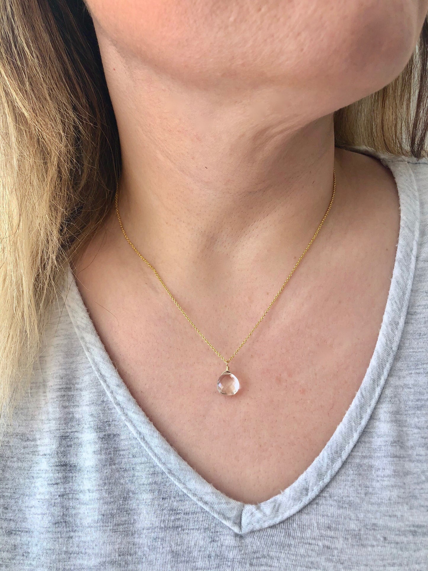 White Topaz Drop Necklace