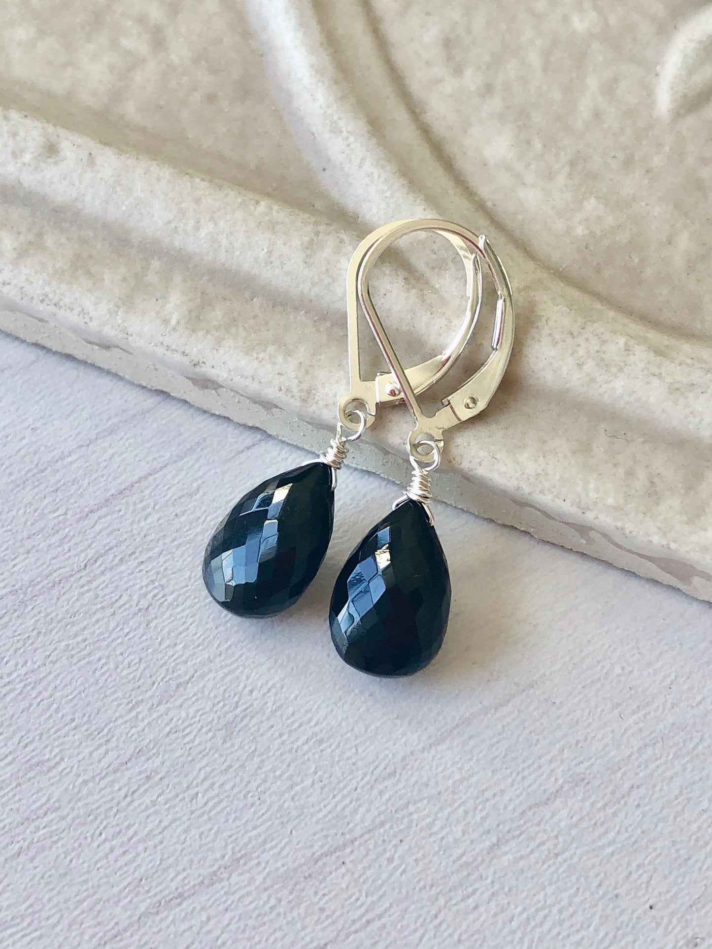 Onyx Earrings, Black Drop Earrings