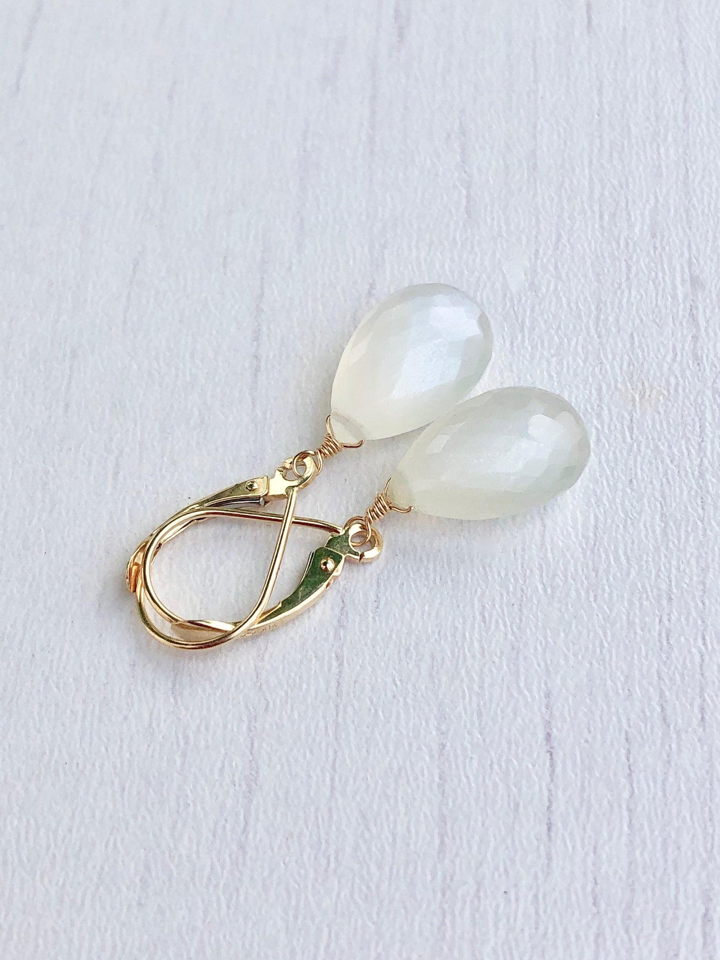 White Moonstone Earrings