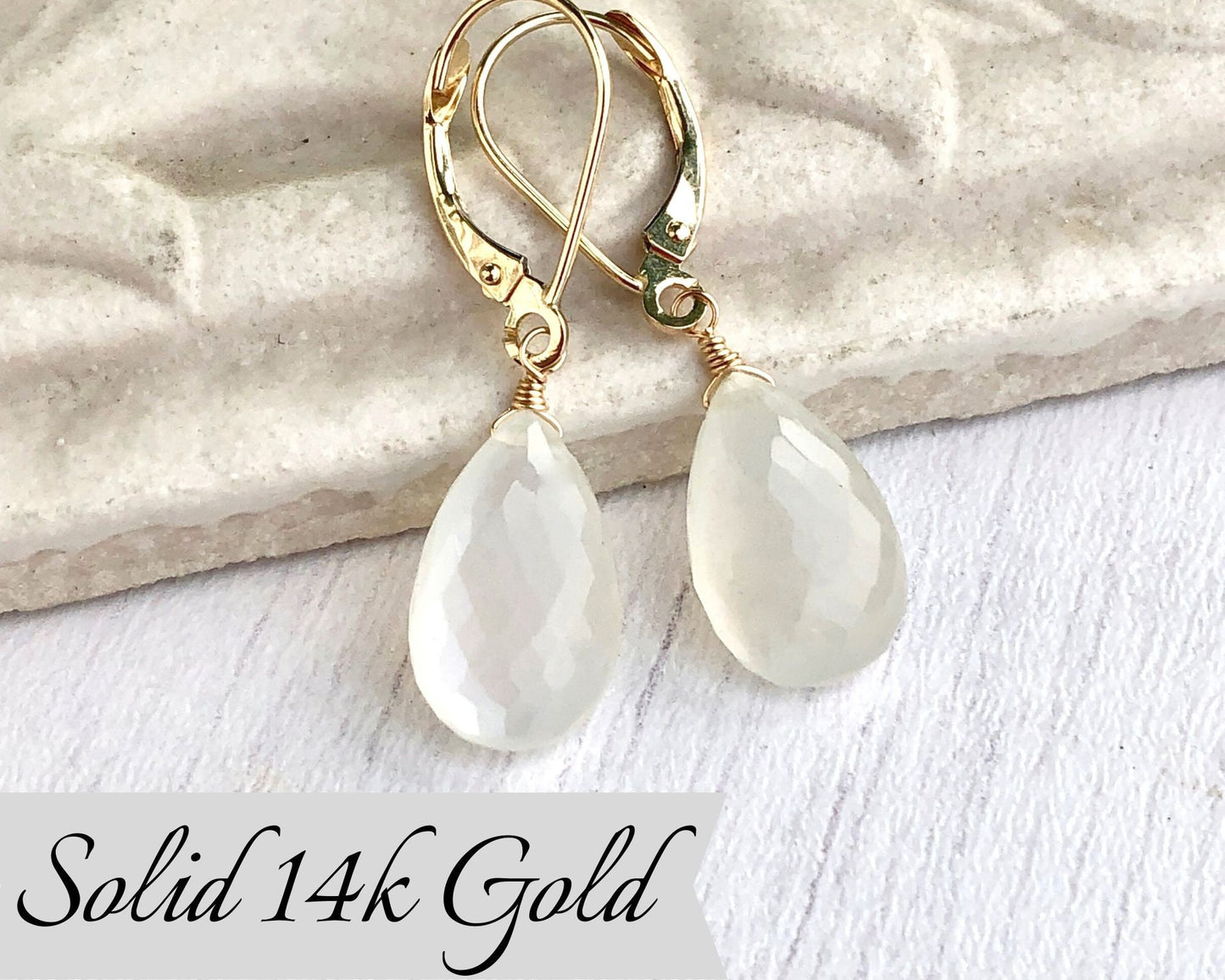 White Moonstone Earrings