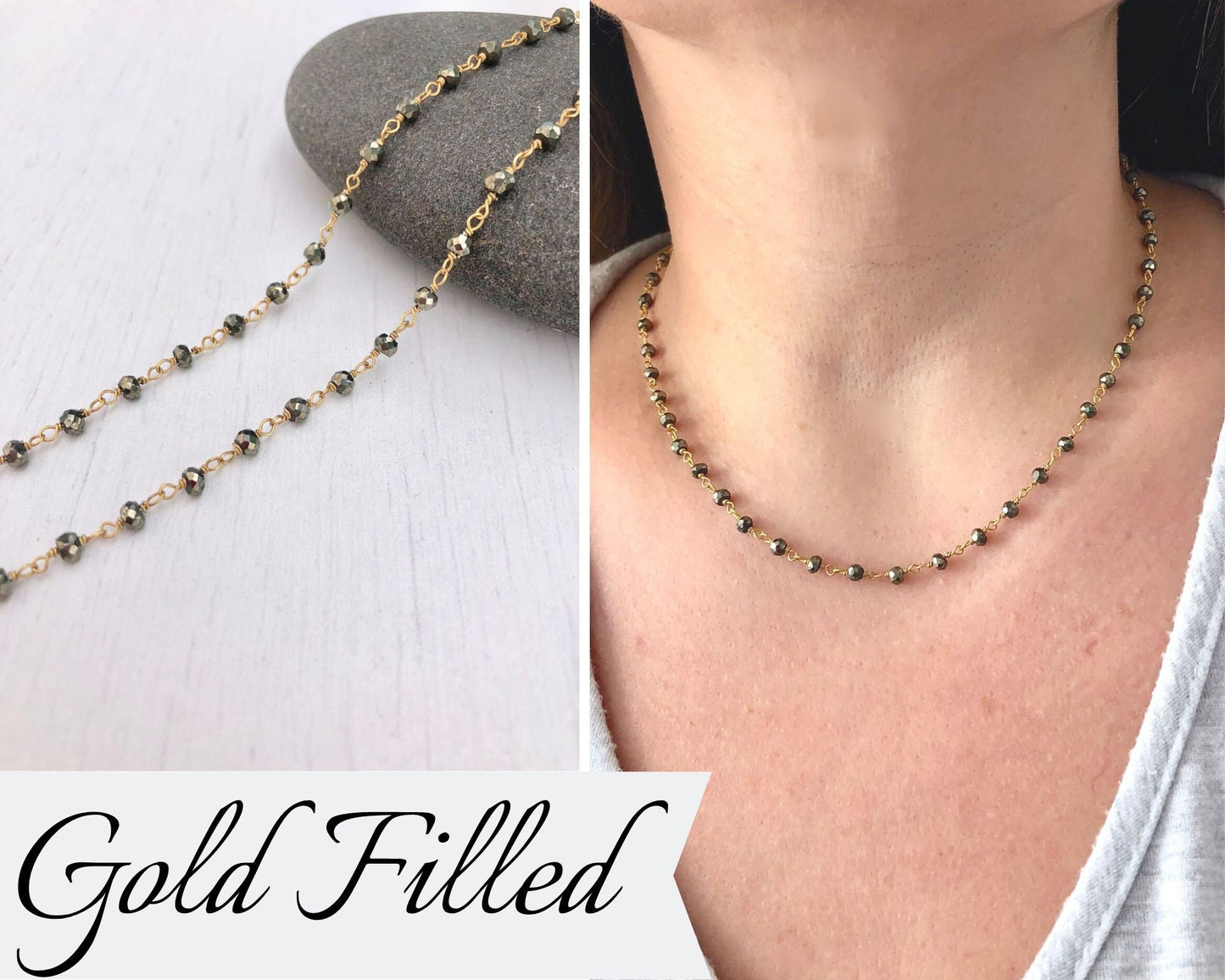 Pyrite Beaded Necklace