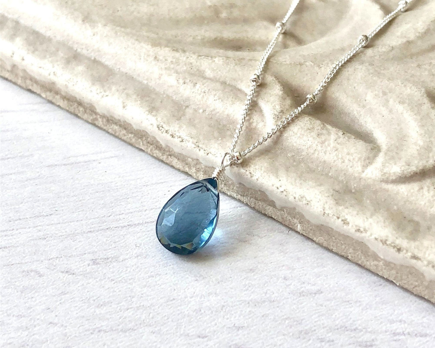 London Blue Quartz Teardrop Necklace