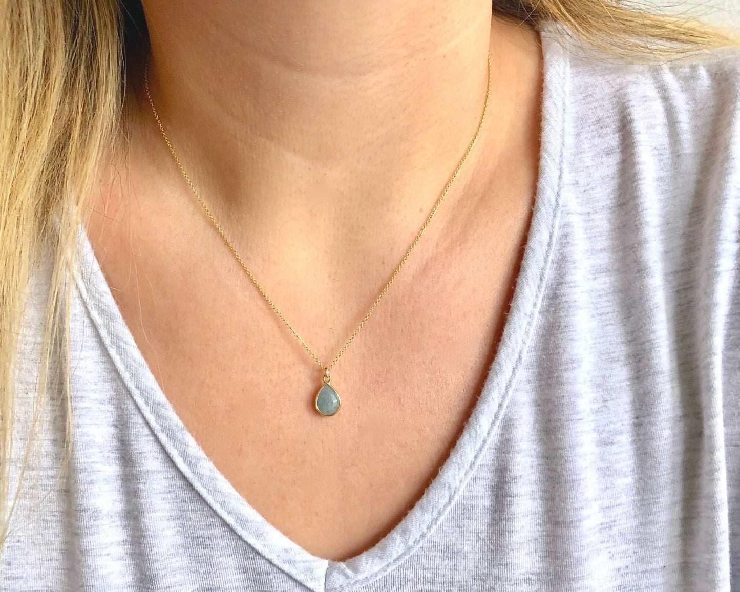 Aquamarine Necklace, March Birthstone