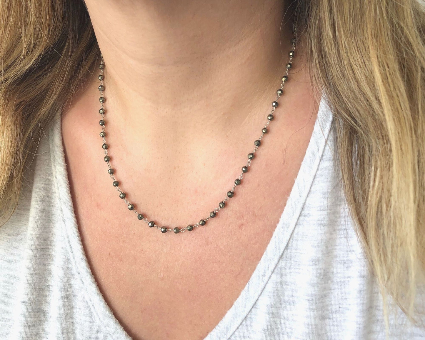 Pyrite Beaded Necklace