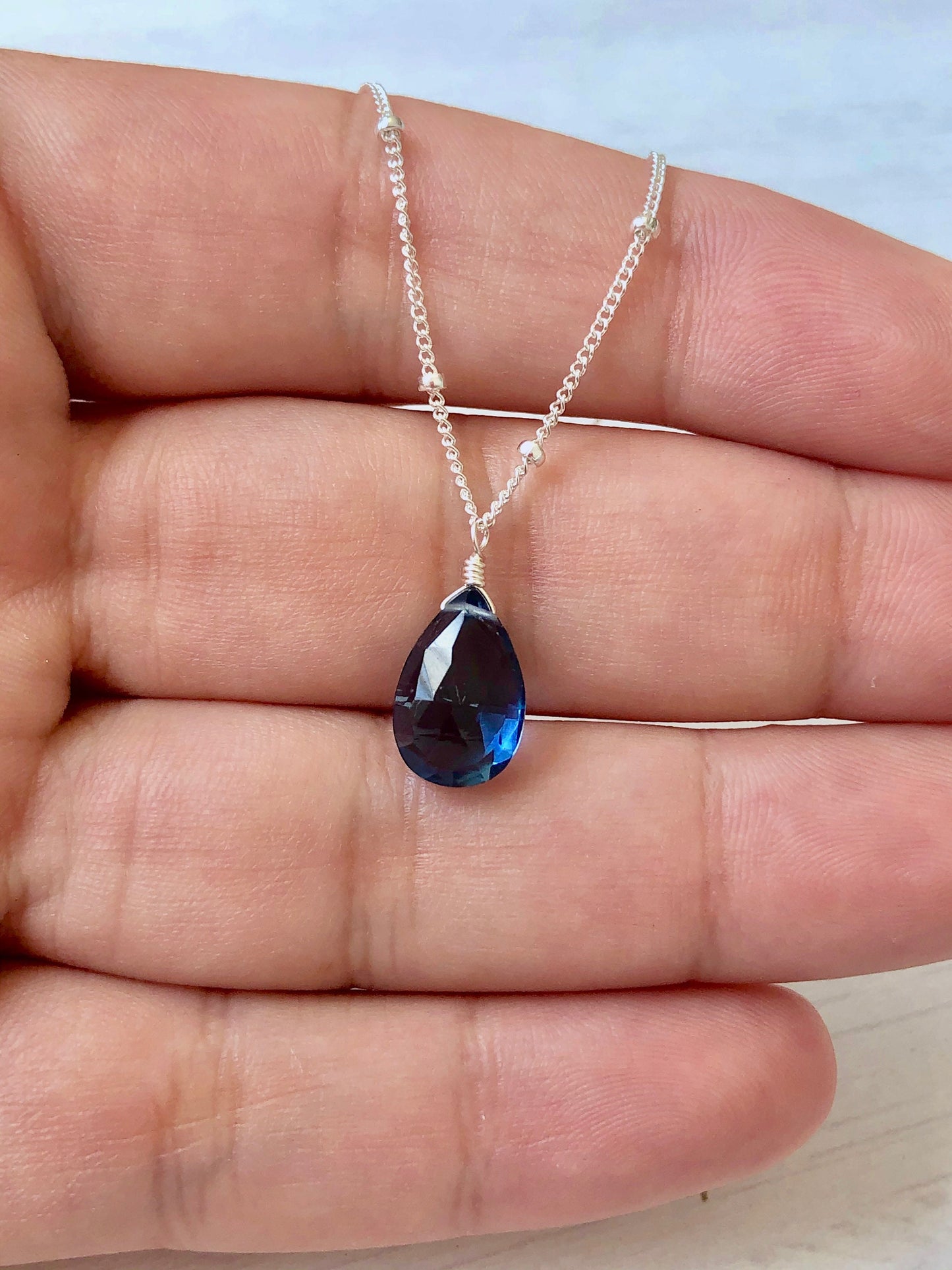 London Blue Quartz Teardrop Necklace