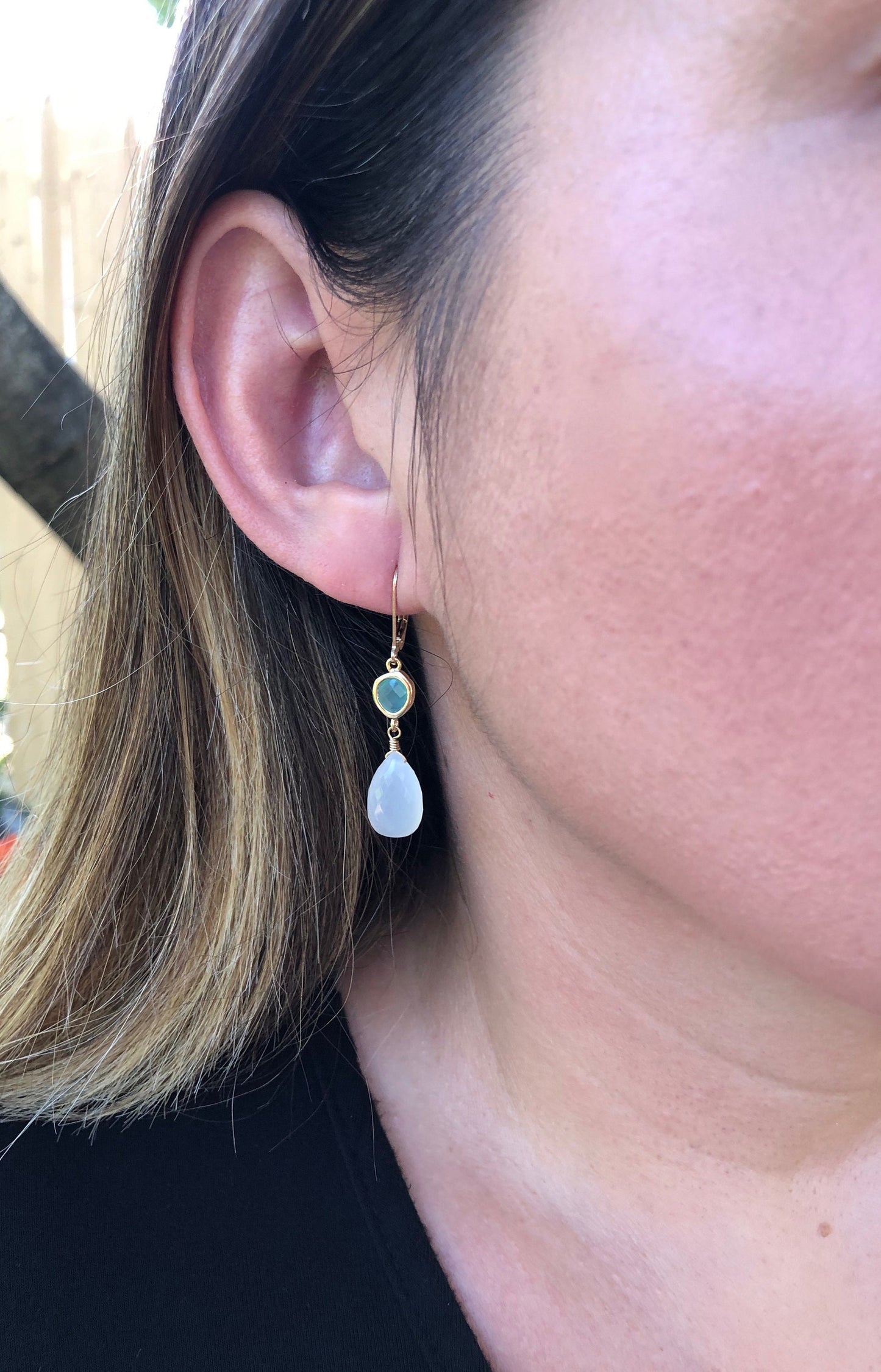 Moonstone and Chalcedony Statement Earrings