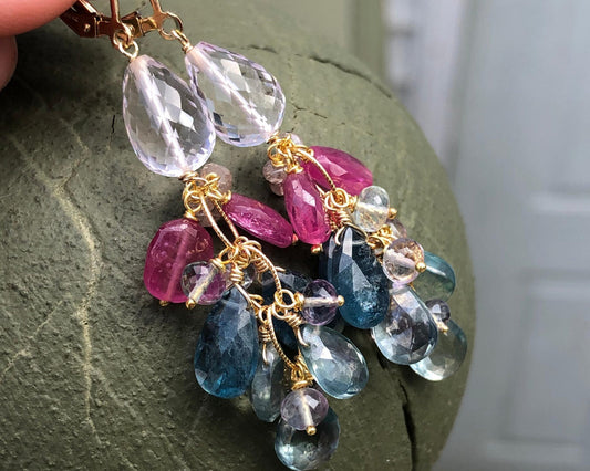 Sapphire and Topaz Earrings