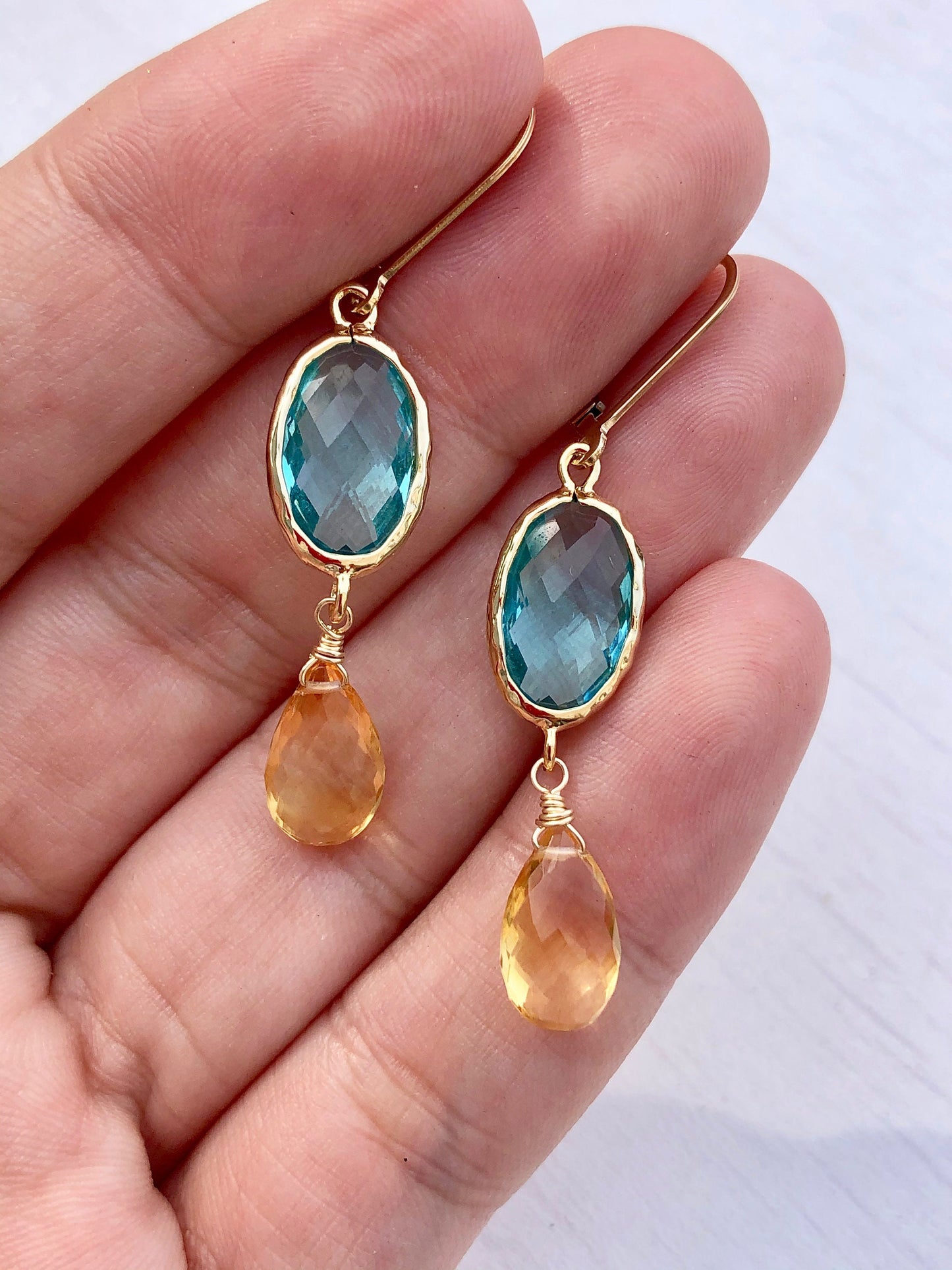 Citrine and Blue Topaz Earrings