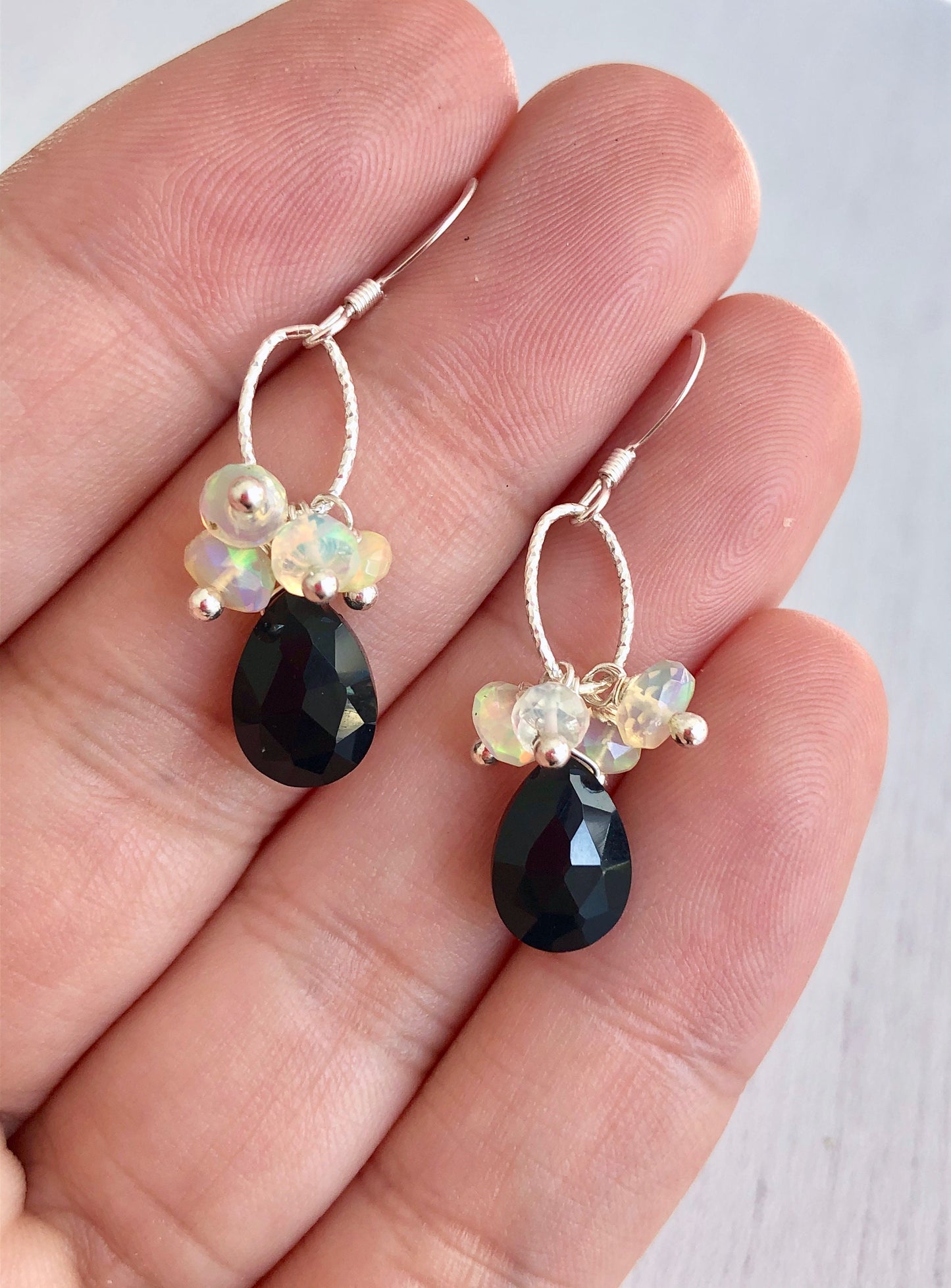 Fire Opal and Black Onyx Earrings