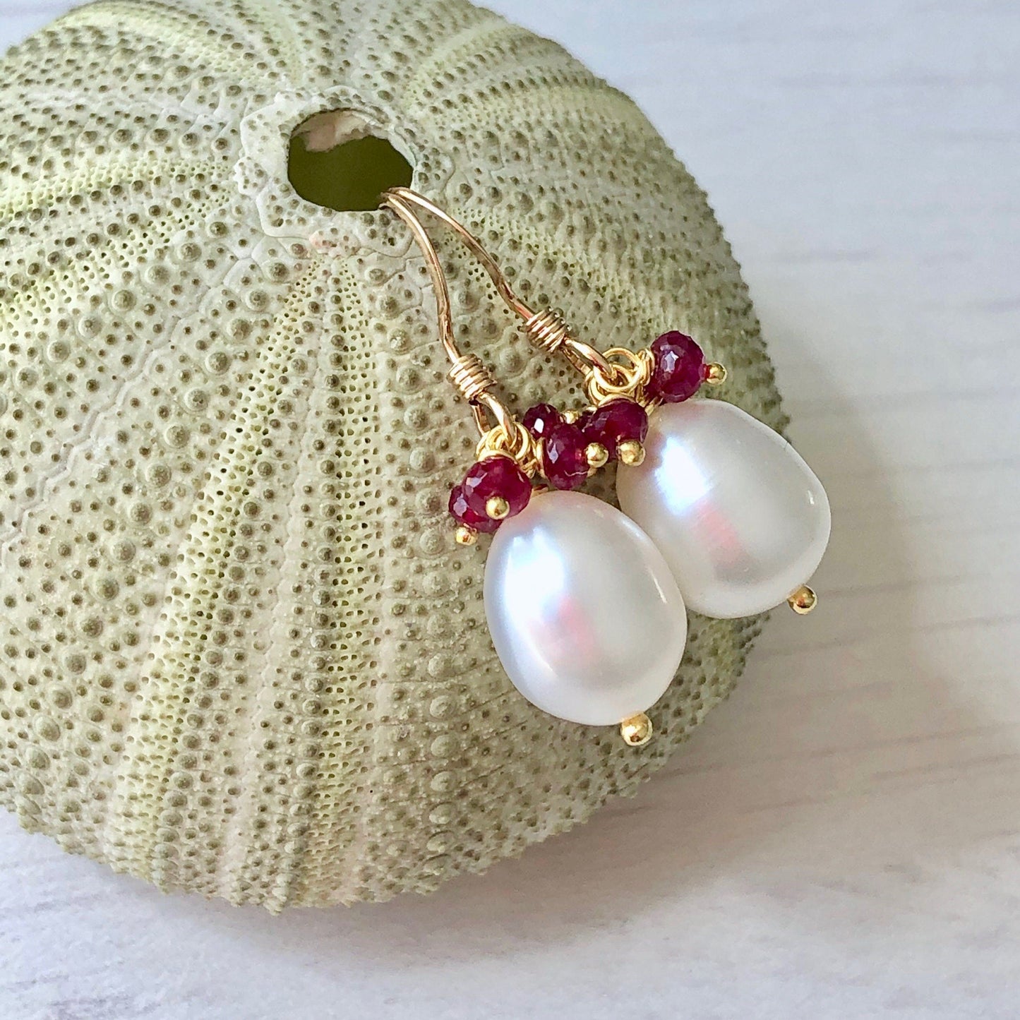 Pearl and Ruby Earrings- June Birthstone