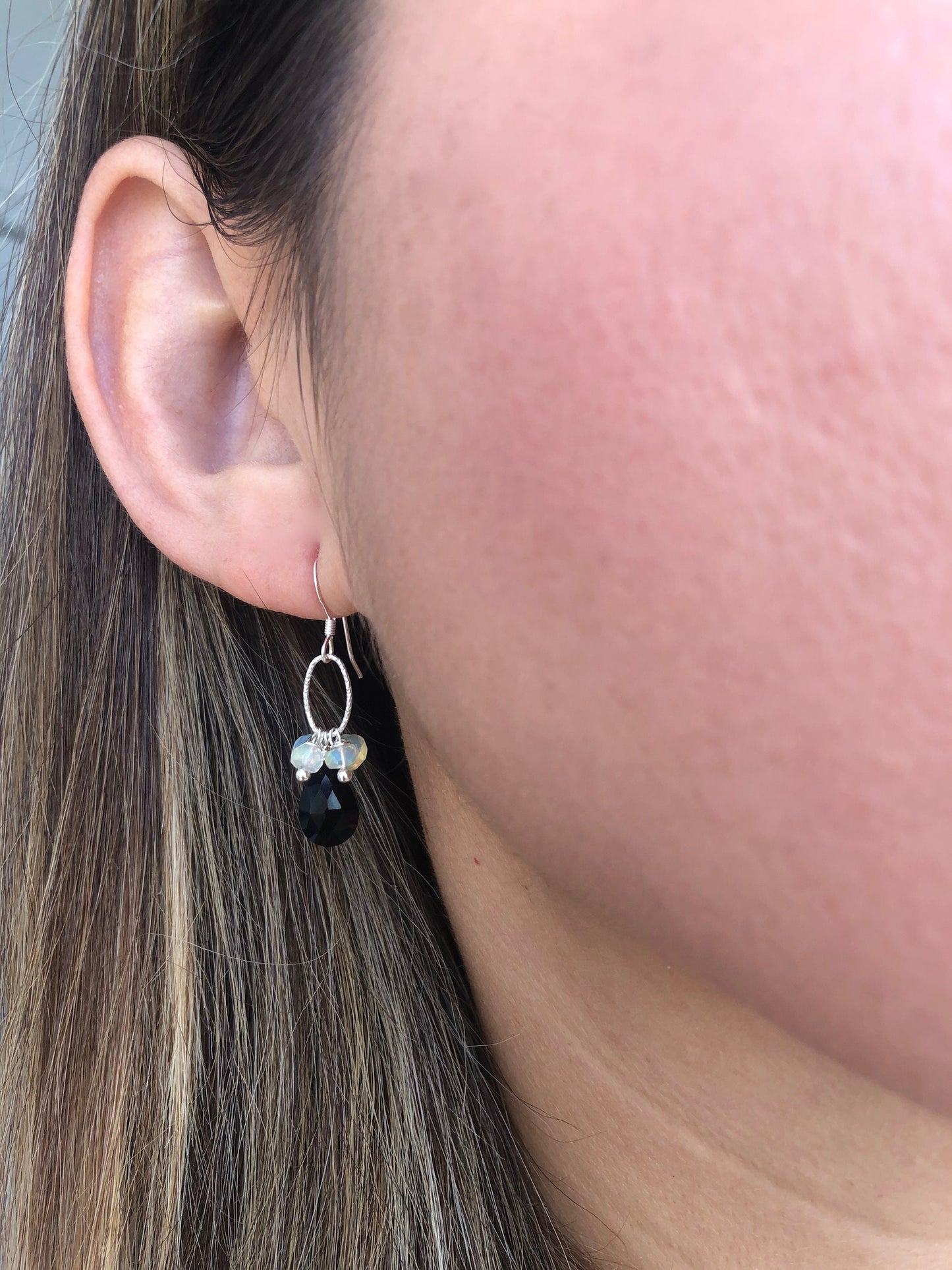 Fire Opal and Black Onyx Earrings