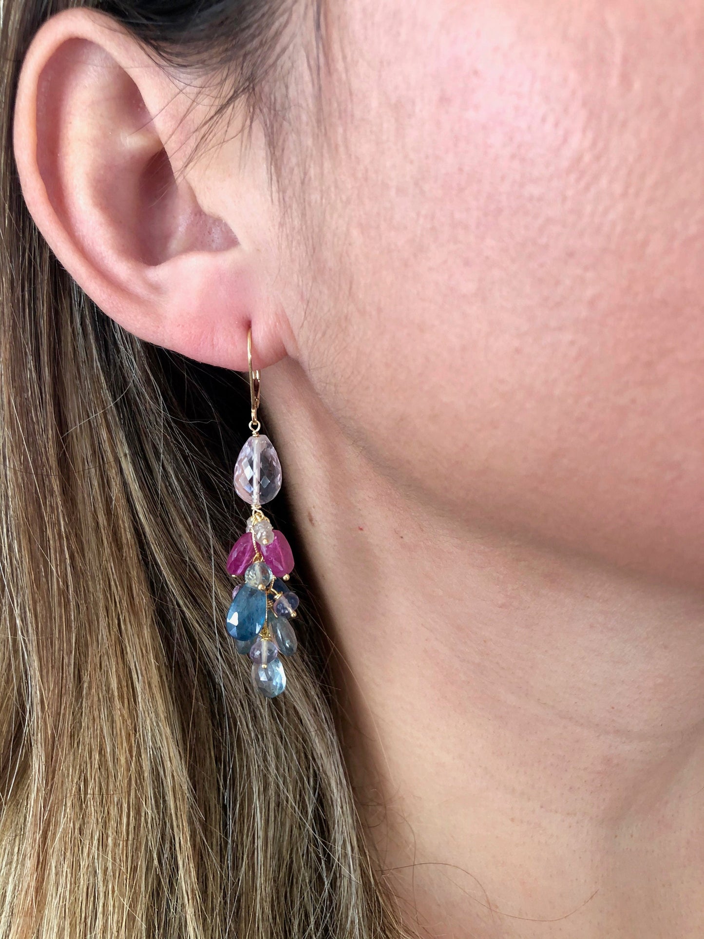 Sapphire and Topaz Earrings