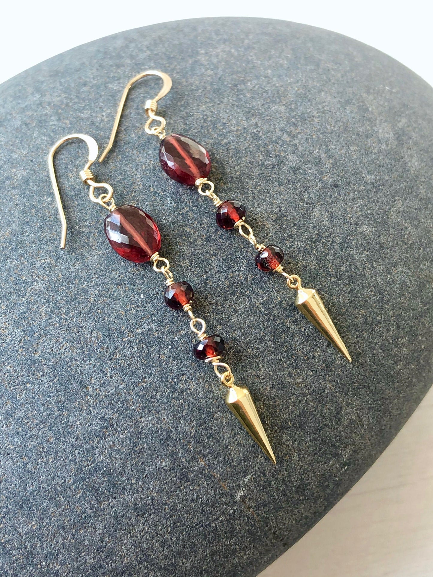 Pointy Red Gold Earrings