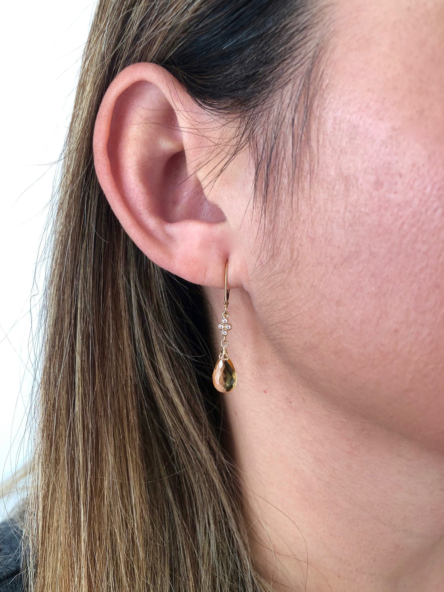 Citrine Earrings, Minimalist Gold Earrings