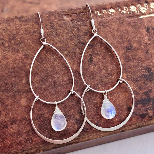 Rainbow Moonstone Double Chandelier Earrings
