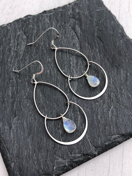 Rainbow Moonstone Earrings