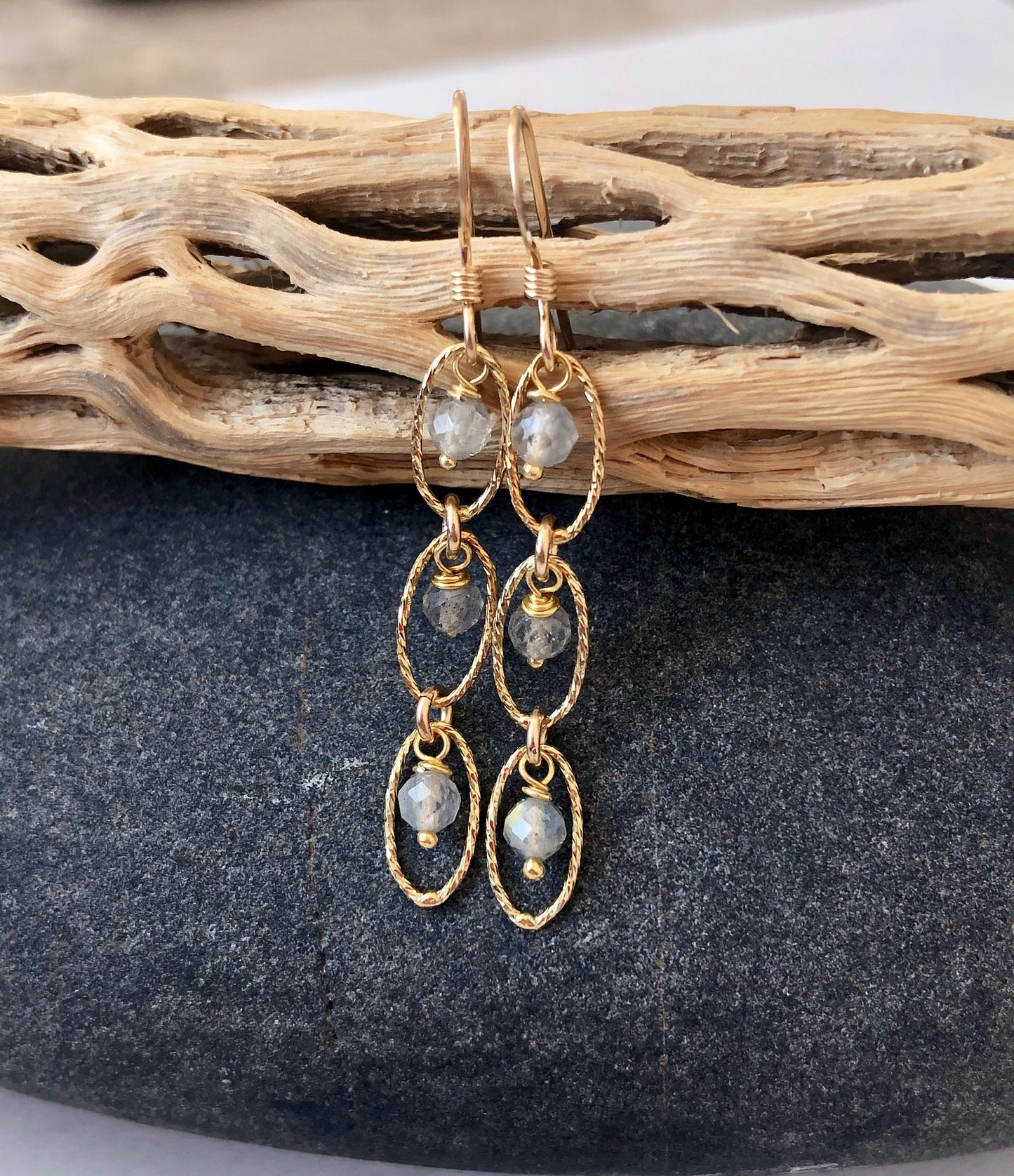 Labradorite Oval Link Earrings