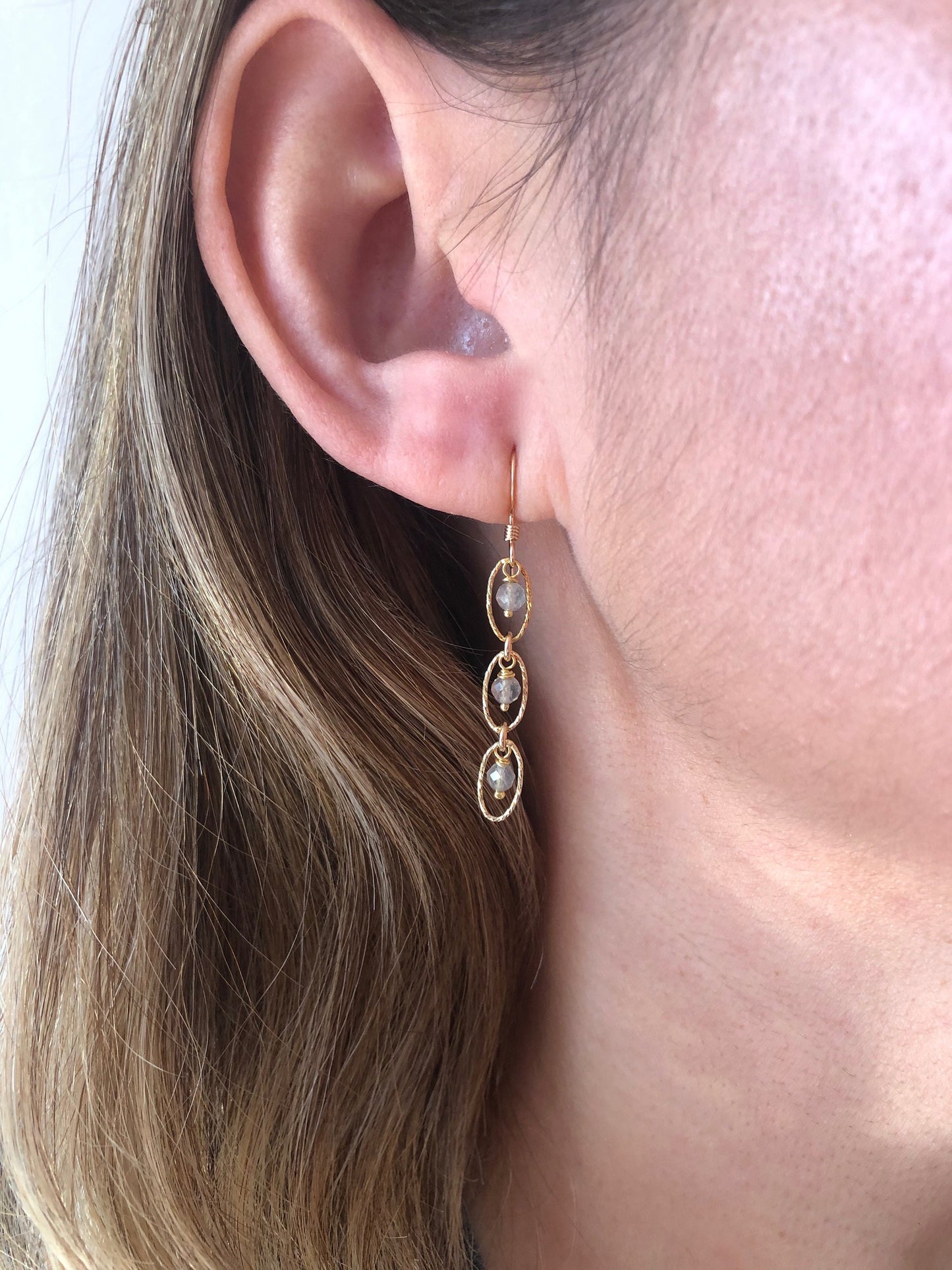 Labradorite Oval Link Earrings