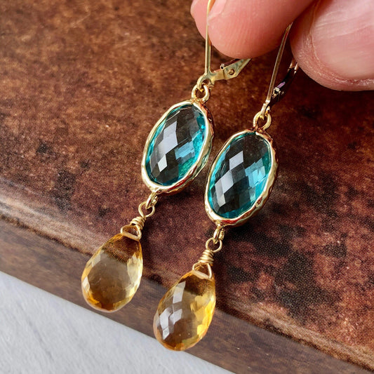 Citrine and Blue Topaz Earrings