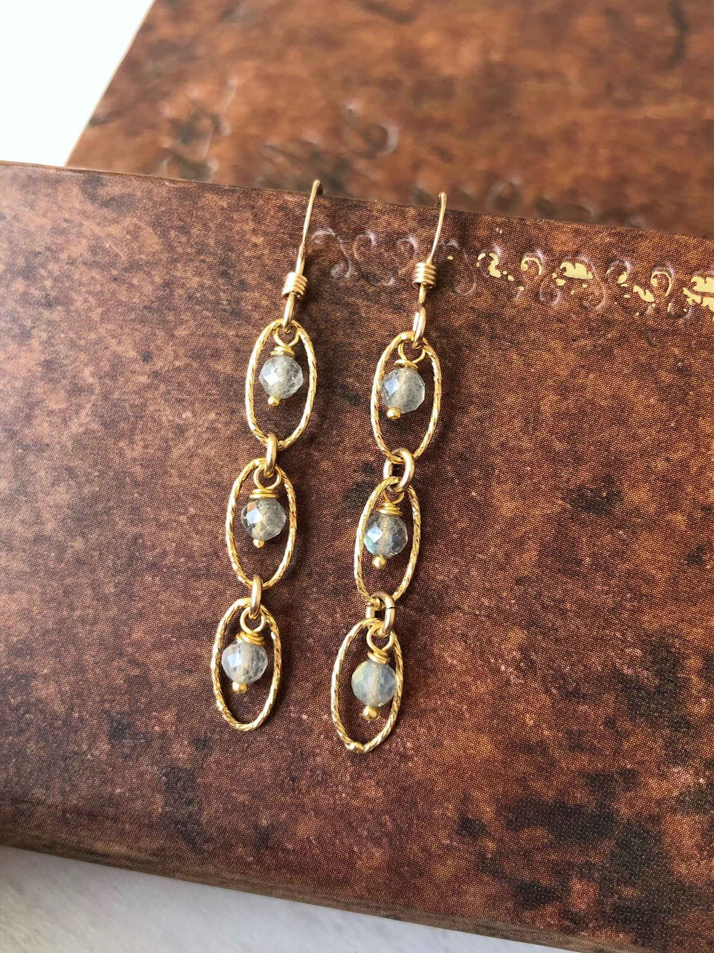 Labradorite Oval Link Earrings