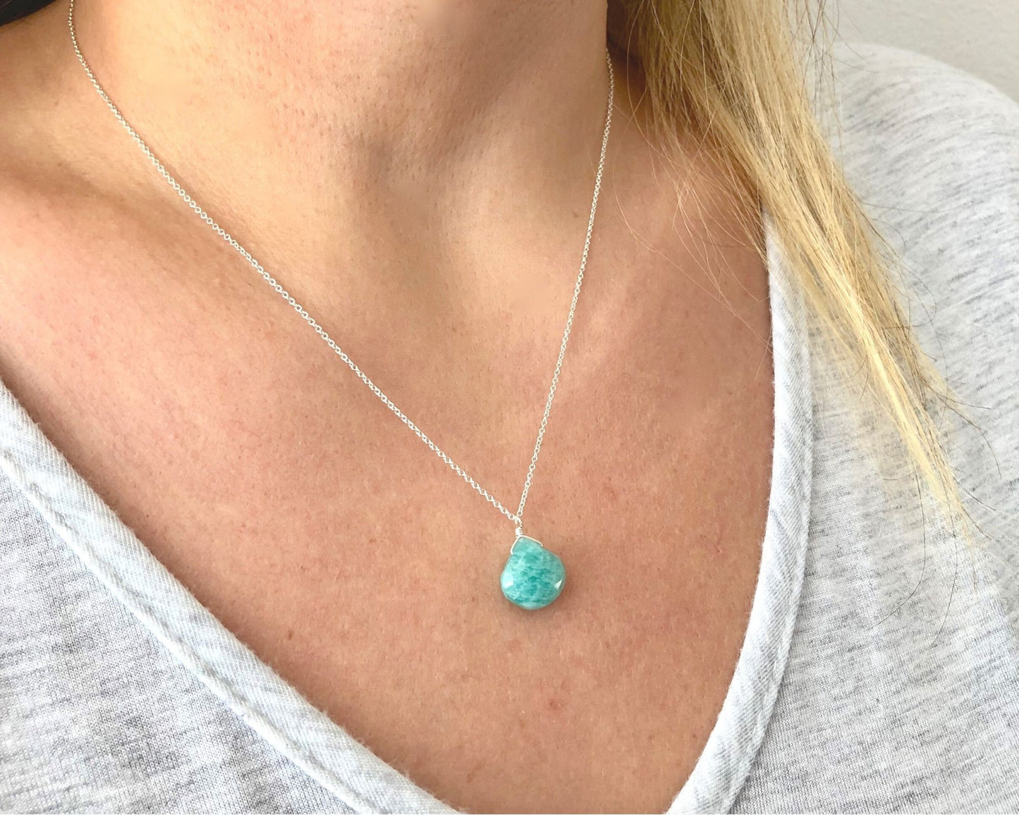 Amazonite Teardrop Necklace