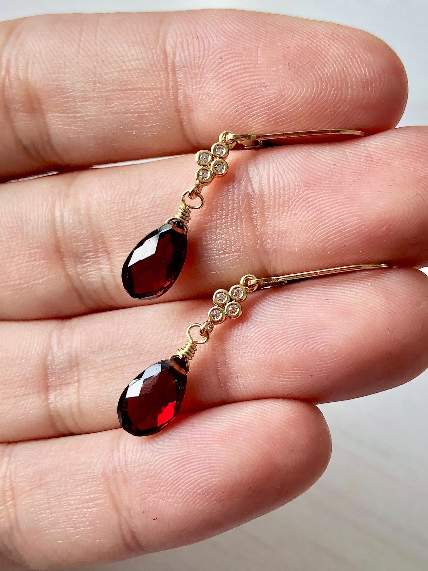 Garnet Teardrop Dangle Earrings