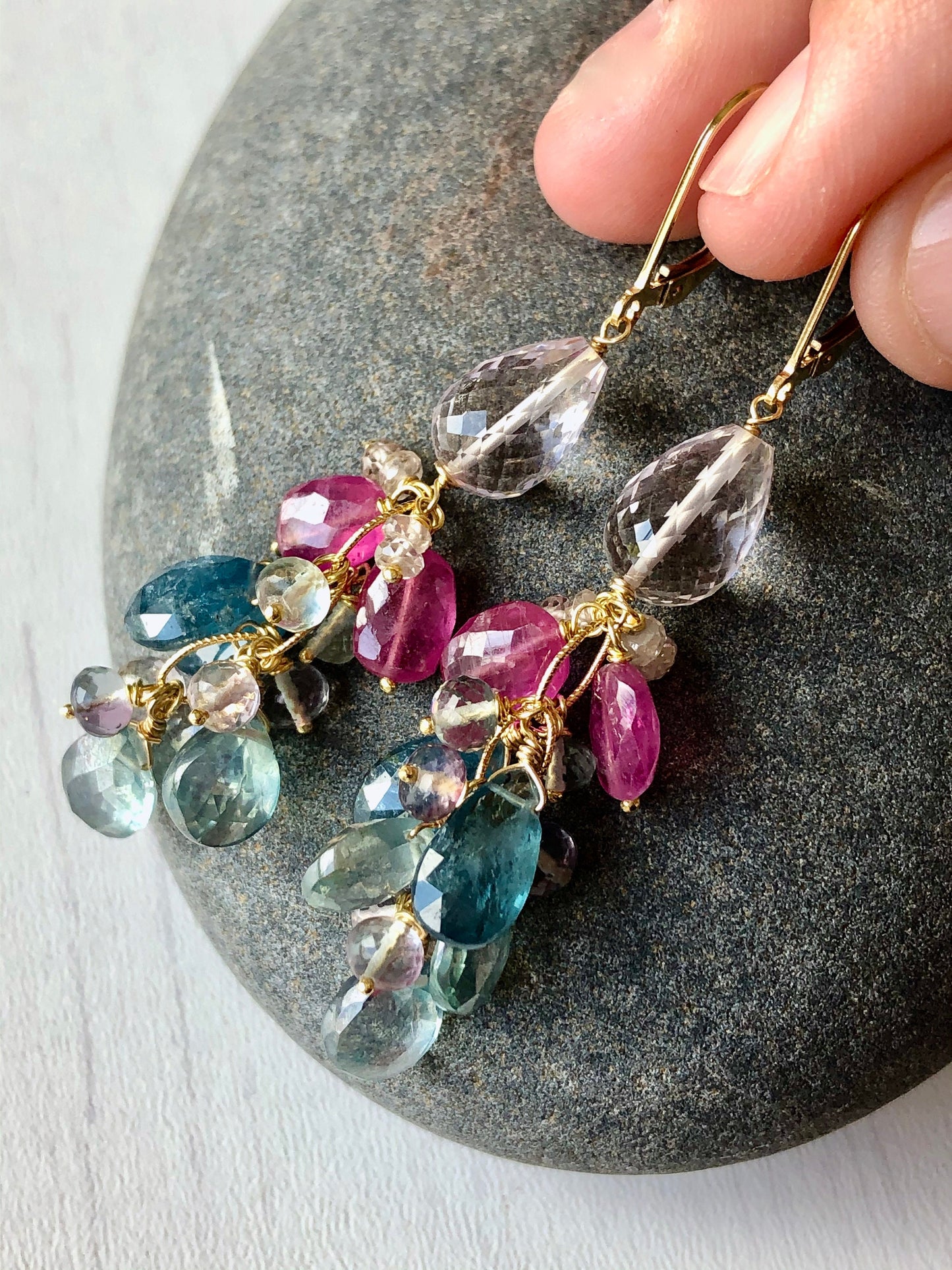 Sapphire and Topaz Earrings