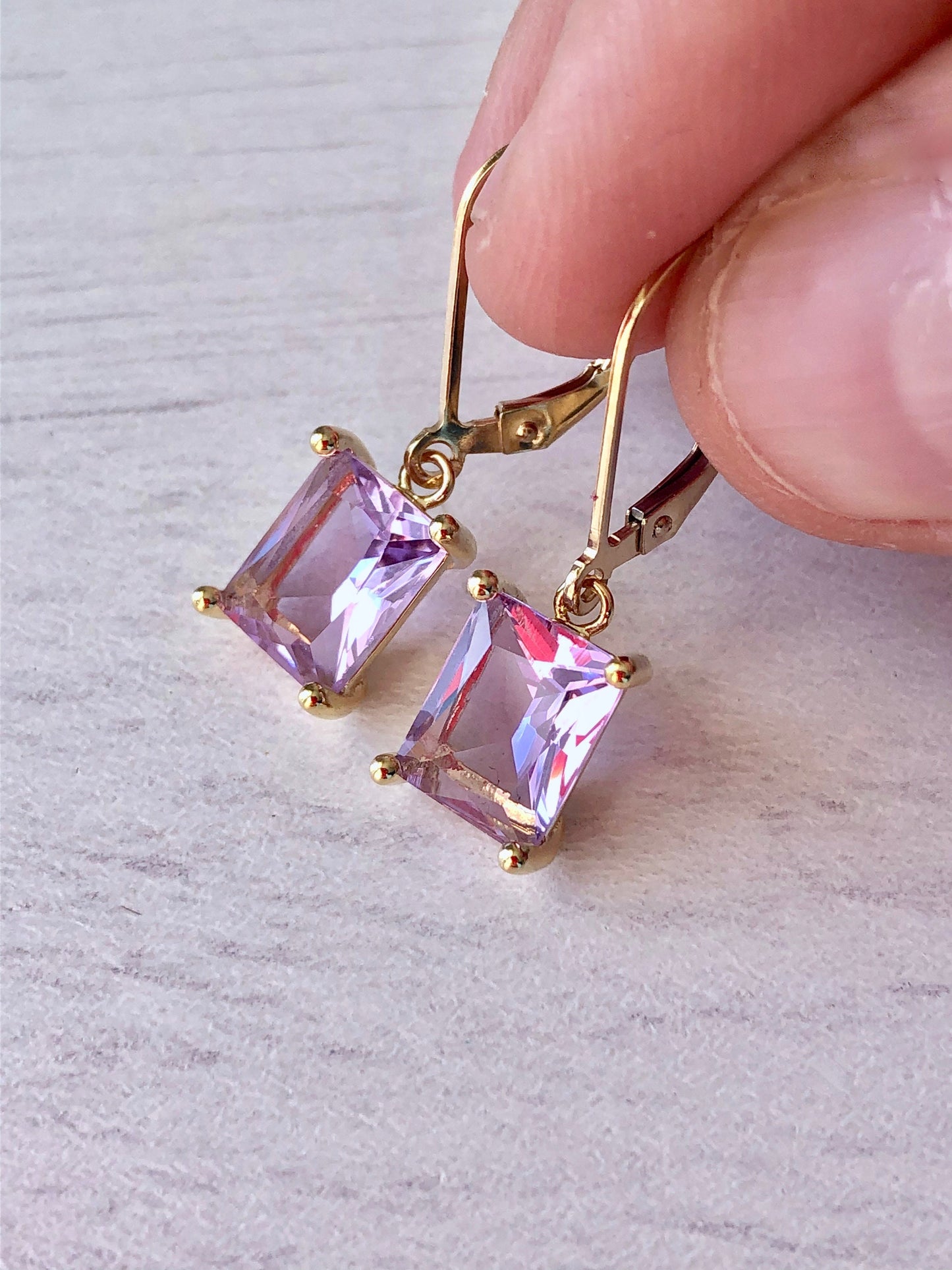Lavender Baguette Earrings