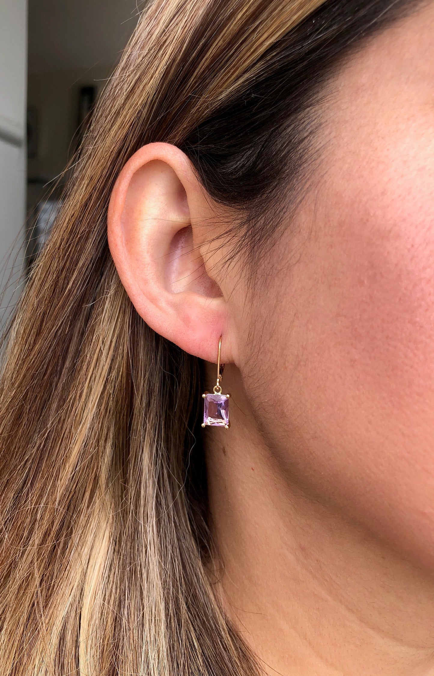 Lavender Baguette Earrings