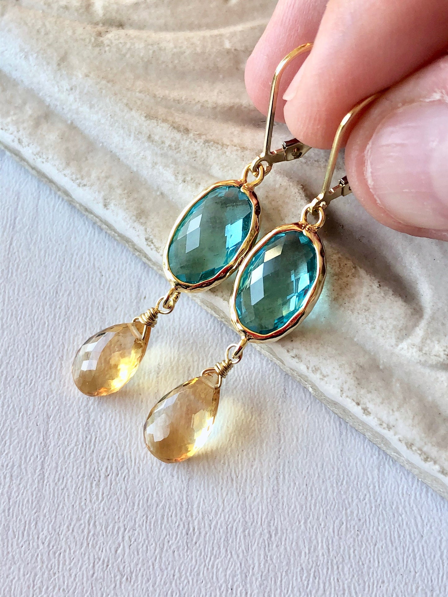 Citrine and Blue Topaz Earrings