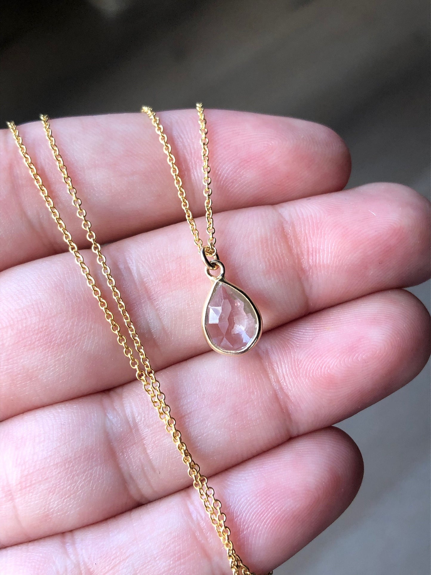 Minimalist Clear Teardrop Pendant