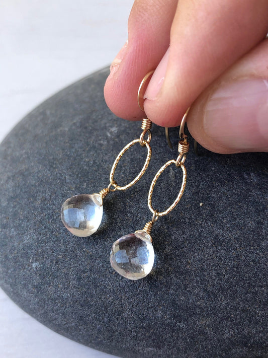 Crystal Clear Earrings in Gold or Silver