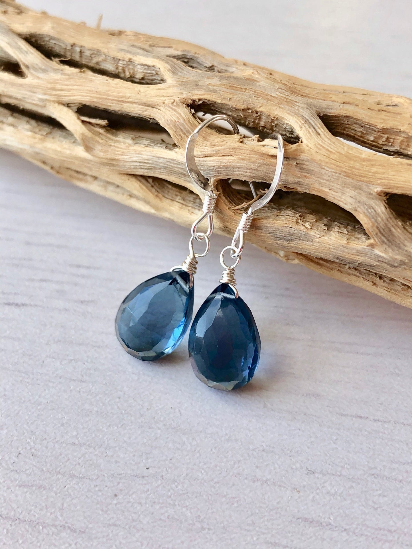 London Blue Quartz Simple Drop Earrings