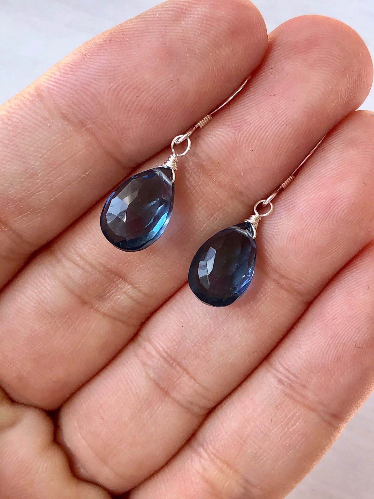 London Blue Quartz Simple Drop Earrings