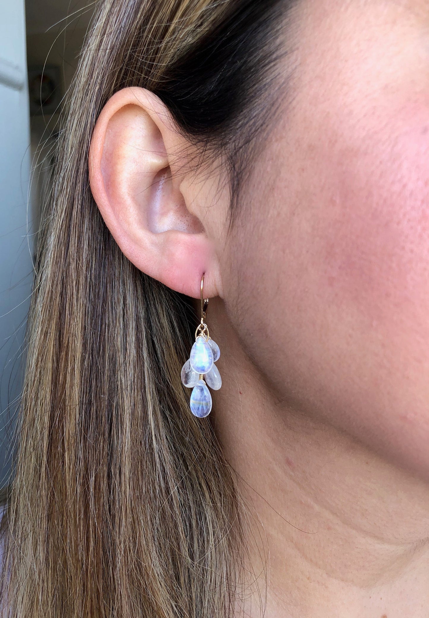 White Cluster Earrings in Gold or Silver