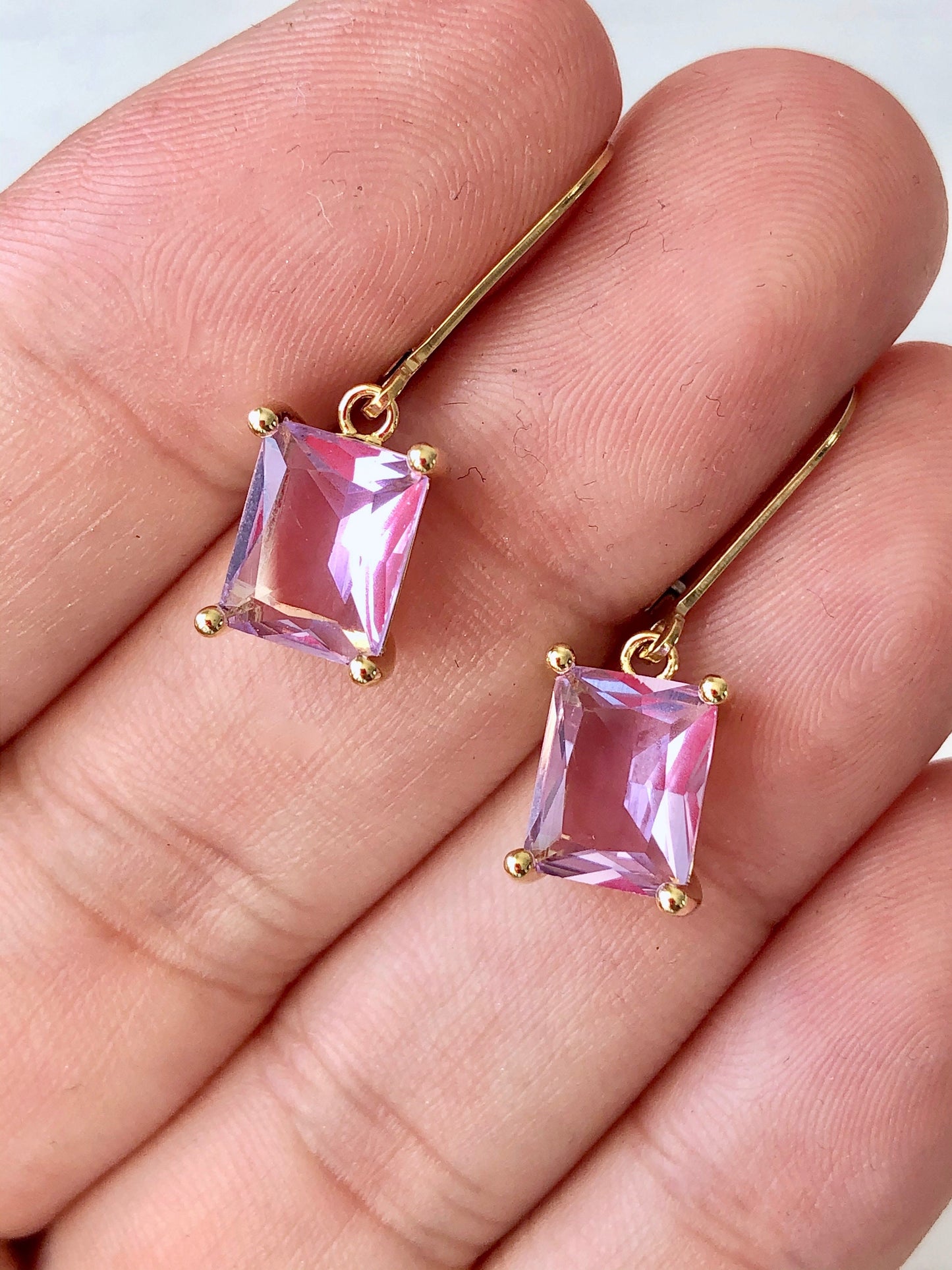 Lavender Baguette Earrings