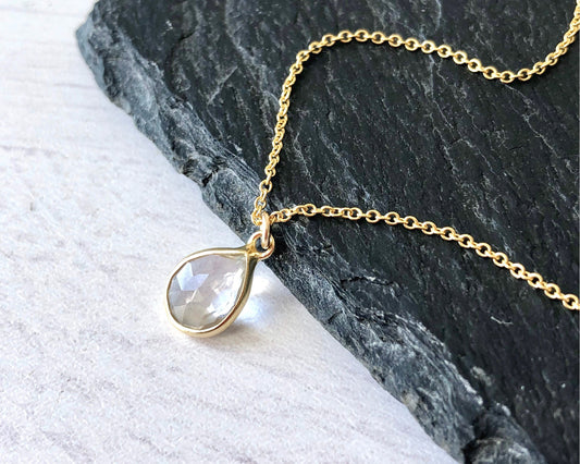 Minimalist Clear Teardrop Pendant