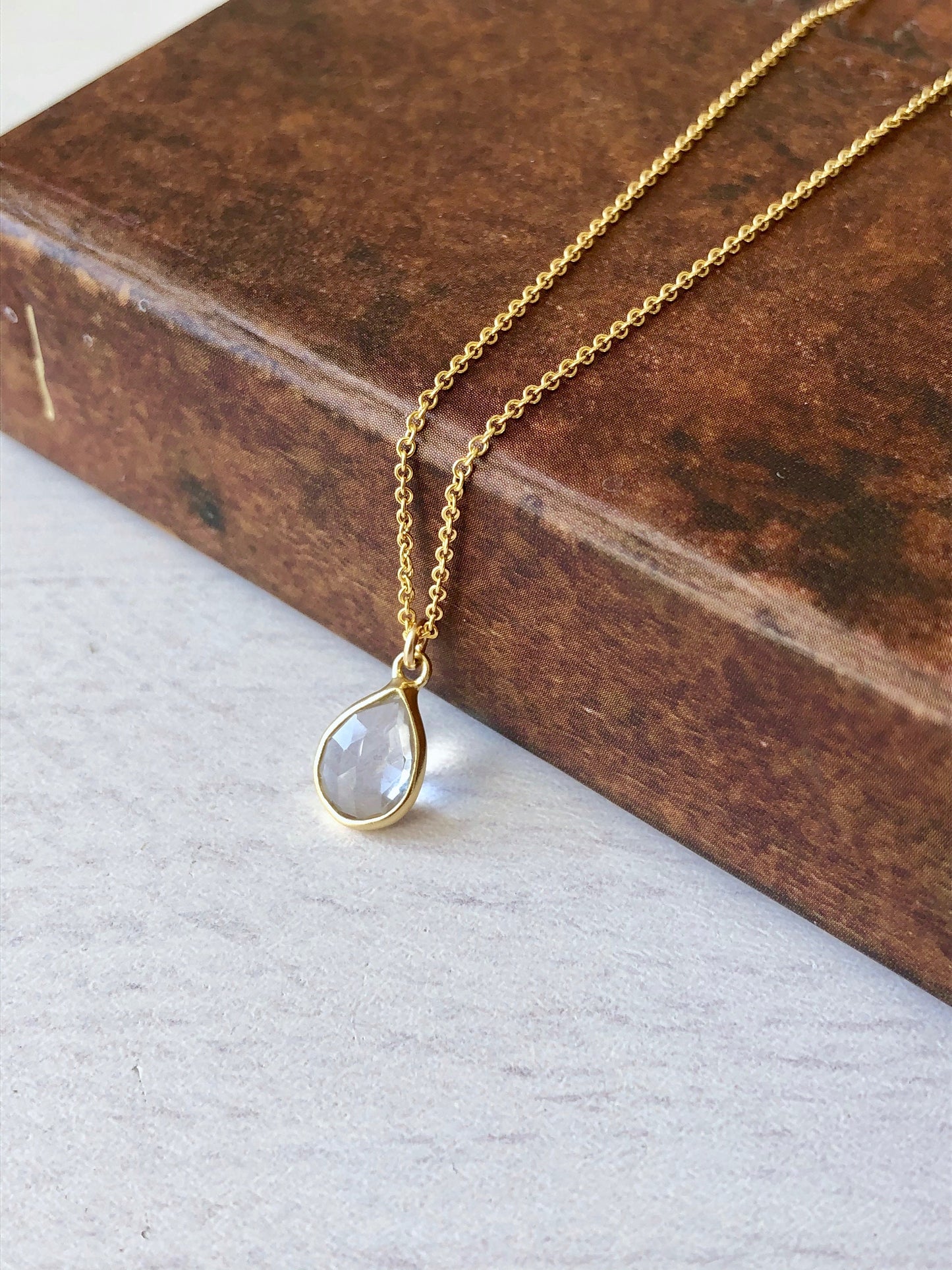 Minimalist Clear Teardrop Pendant