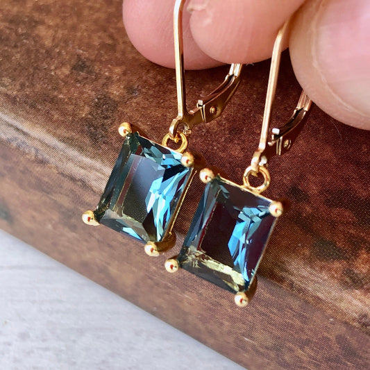 Blue Topaz Baguette Earrings