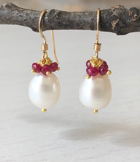 Pearl and Ruby Earrings