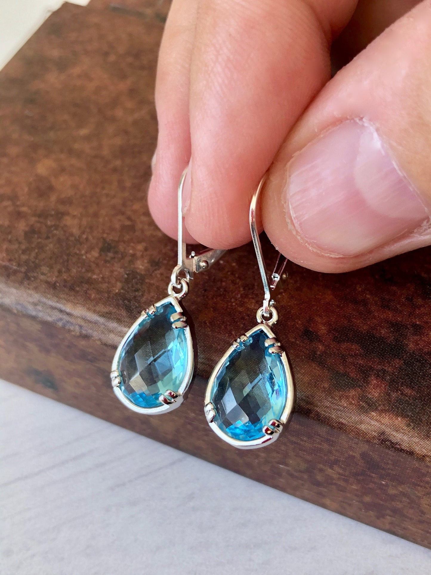 Aquamarine Earrings, March Birthstone