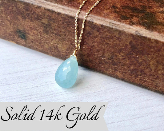 Aquamarine Necklace, March Birthstone