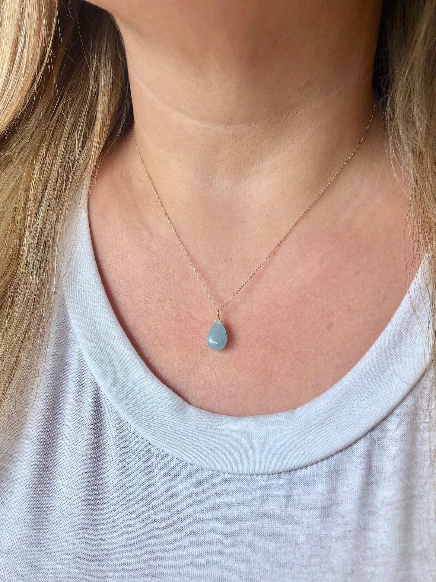 Aquamarine Necklace, March Birthstone