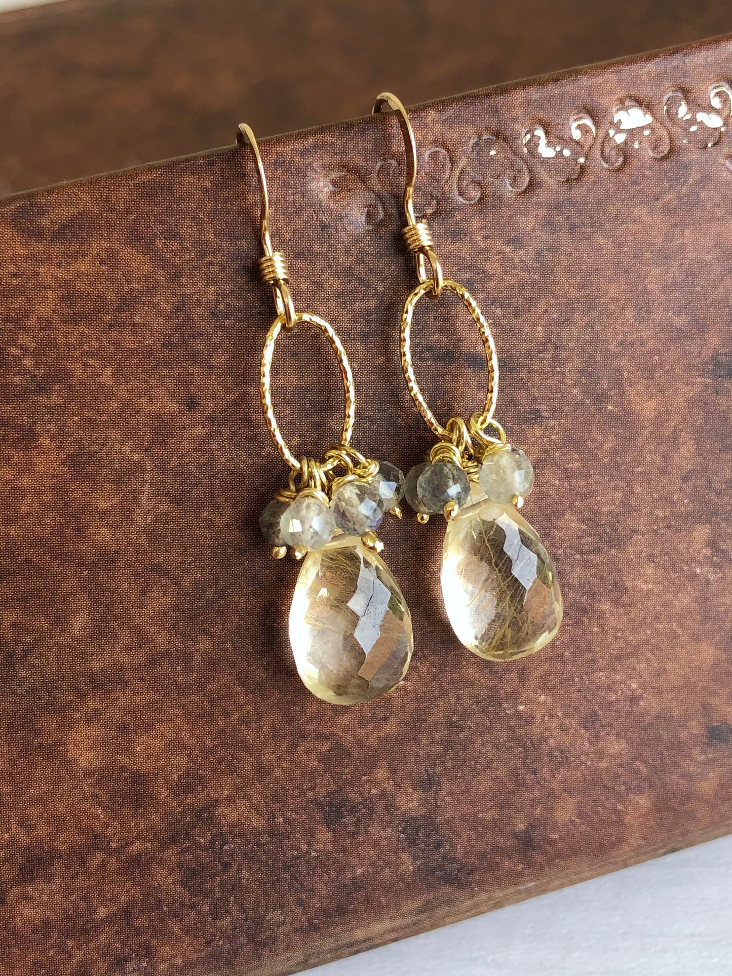 Rutlated Quartz and Labradorite Earrings