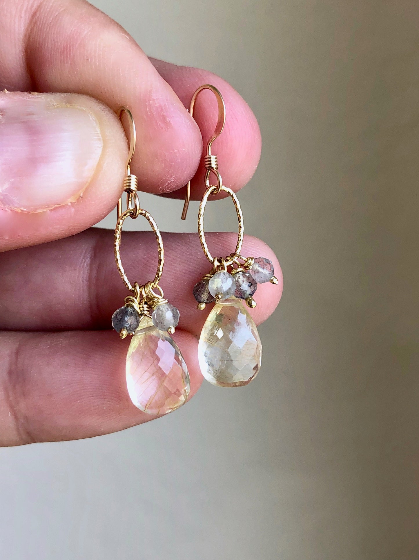 Rutlated Quartz and Labradorite Earrings