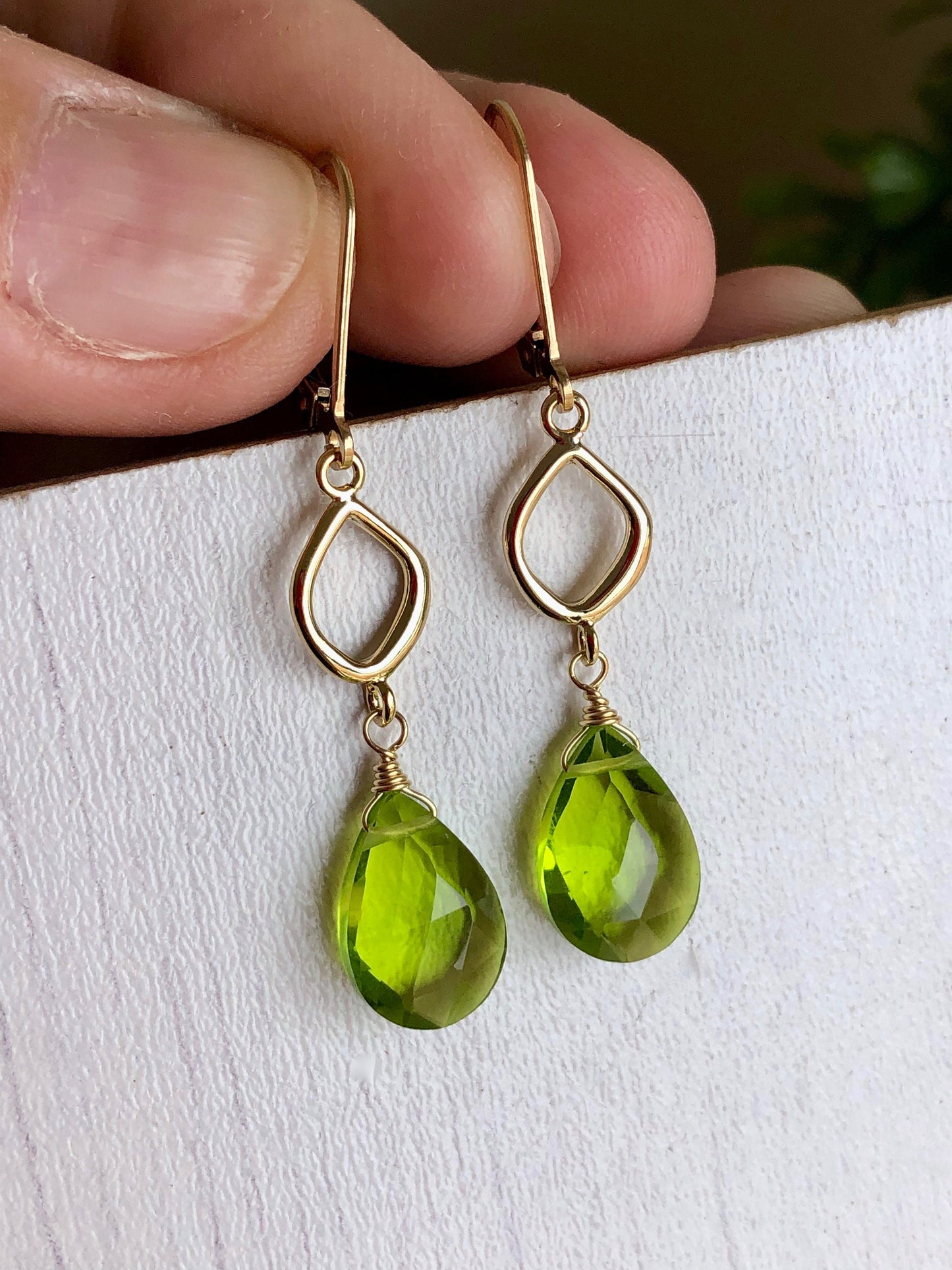 Lime Green Peridot Dangle Earrings