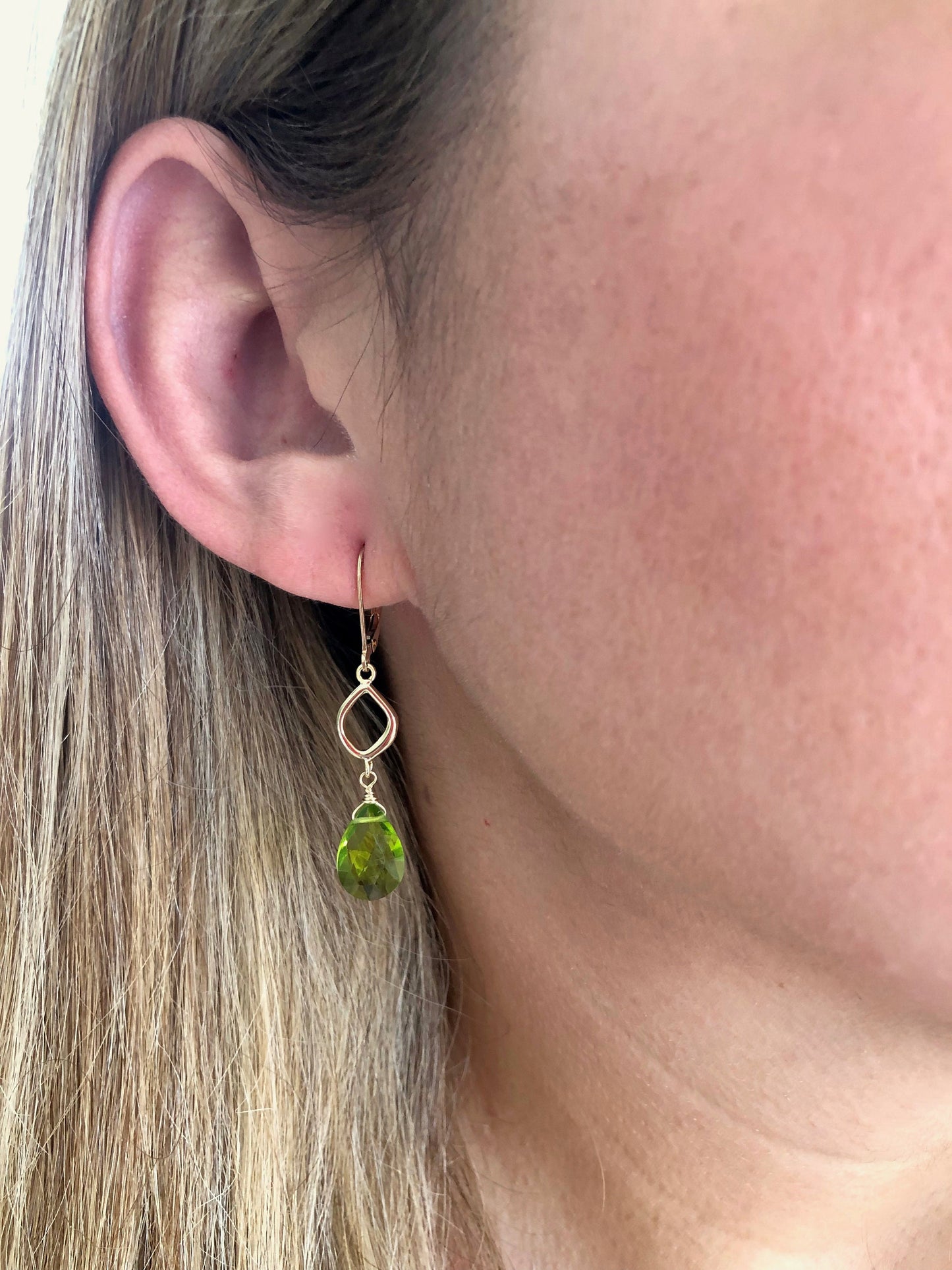 Lime Green Peridot Dangle Earrings